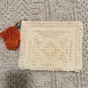 Universal Thread Cream Textured Pouch with Orange Tassel